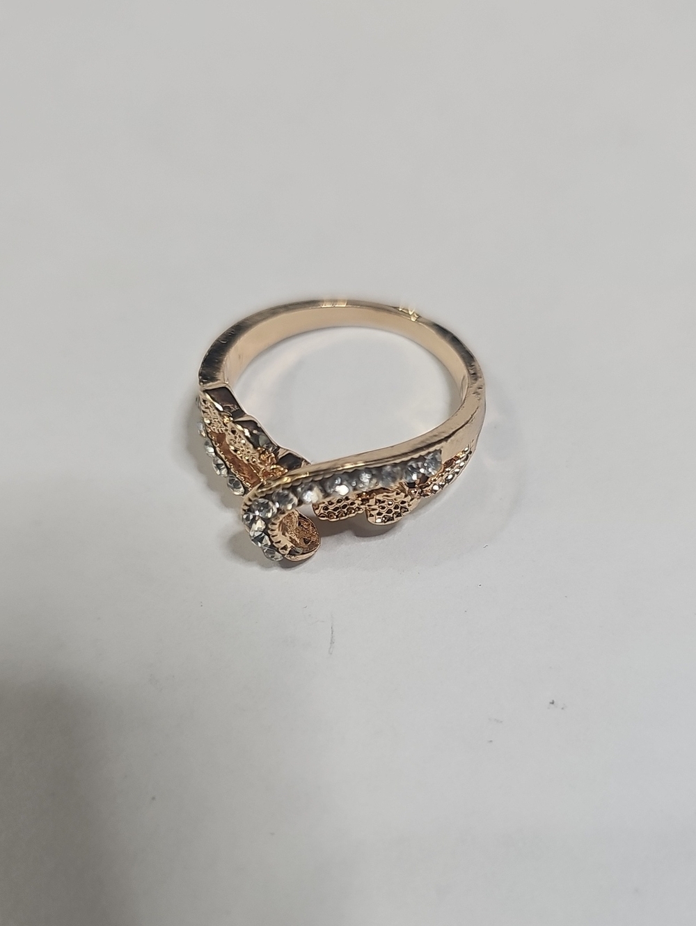 Elegant Gold-Tone Crystal Accent Knot Ring - Gold